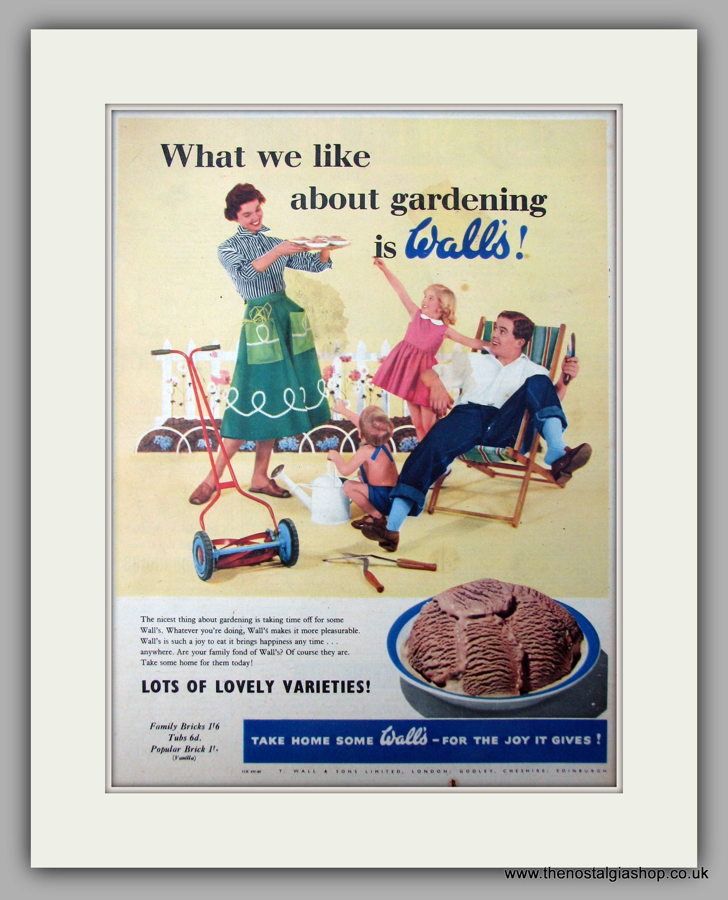Wall's Ice Cream. Original Advert 1956 (ref AD9998)