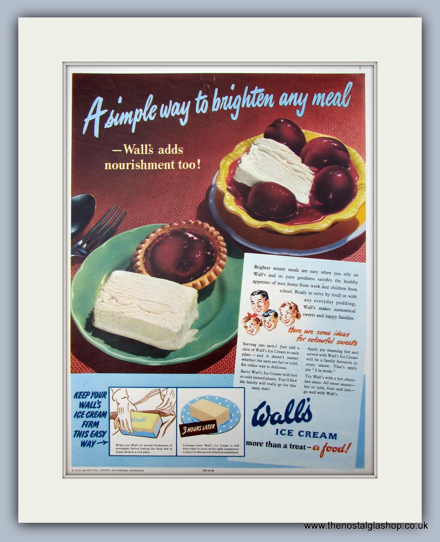 Wall's Ice Cream. Original Advert 1950 (ref AD10001)
