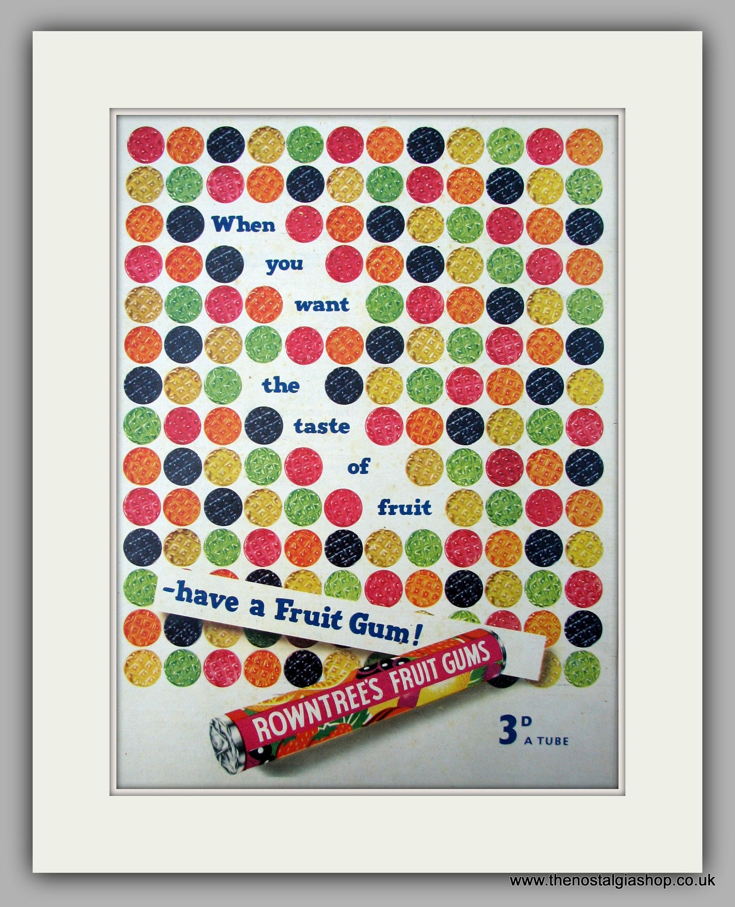 Rowntrees Fruit Gums. Original Advert 1957 (ref AD10013)