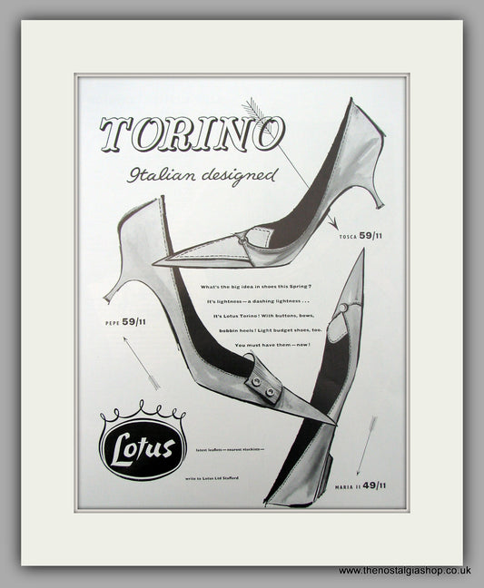 Lotus Torino Shoes.  Original advert 1960 (ref AD10034)