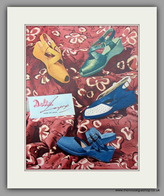 Lotus Delta Lazeeze Shoes.  Original advert 1948 (ref AD10036)