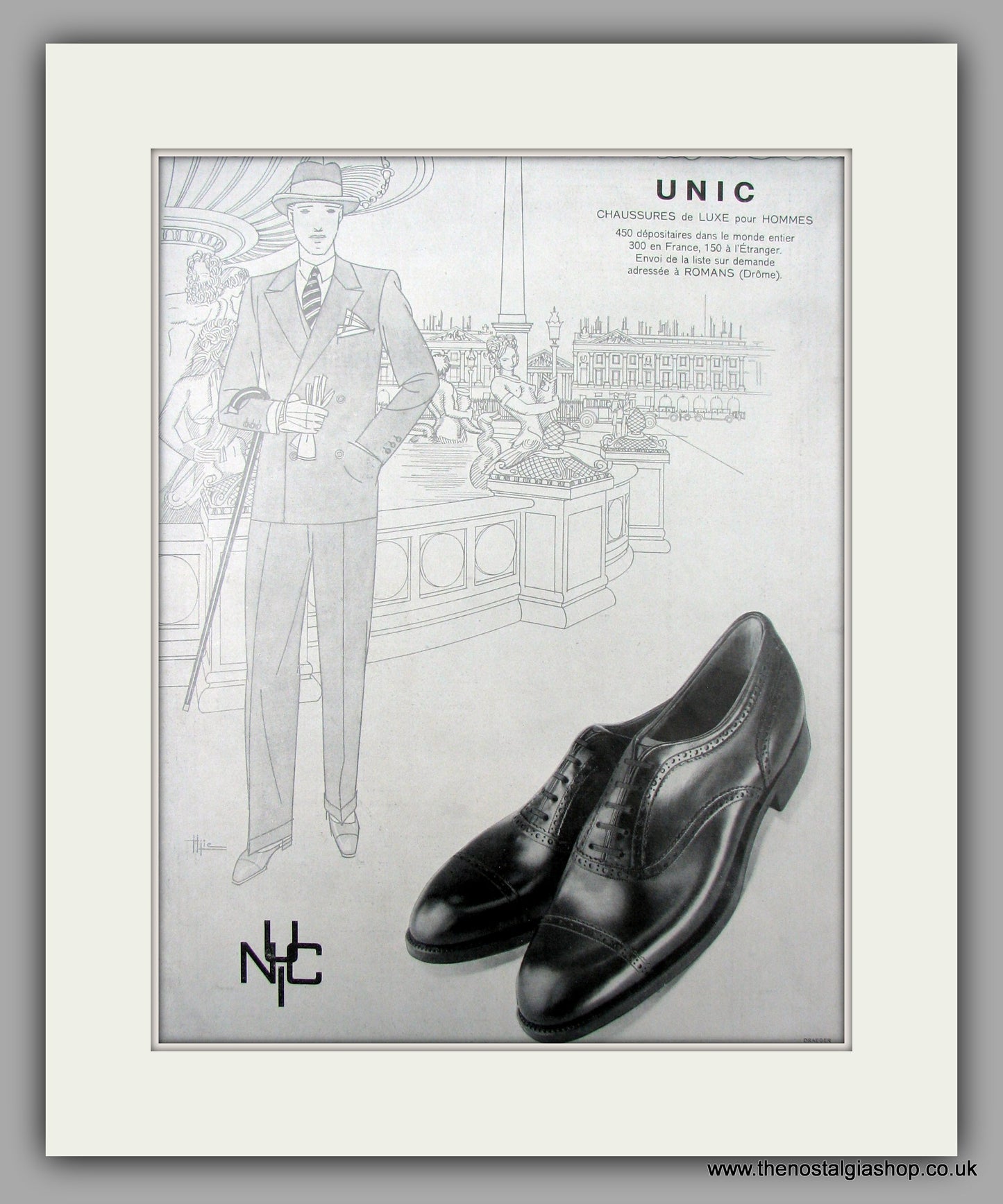 Unic Chaussures de Luxe. French Footwear.  Original Vintage Advert 1929 (ref AD10110)