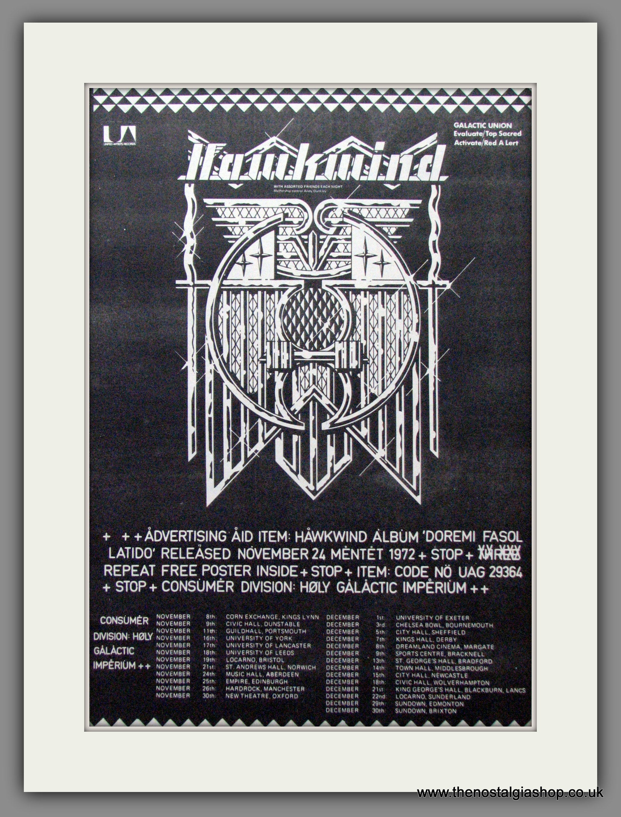 Hawkwind. UK Tour '72. Original Advert 1972 (ref AD12173) – The ...