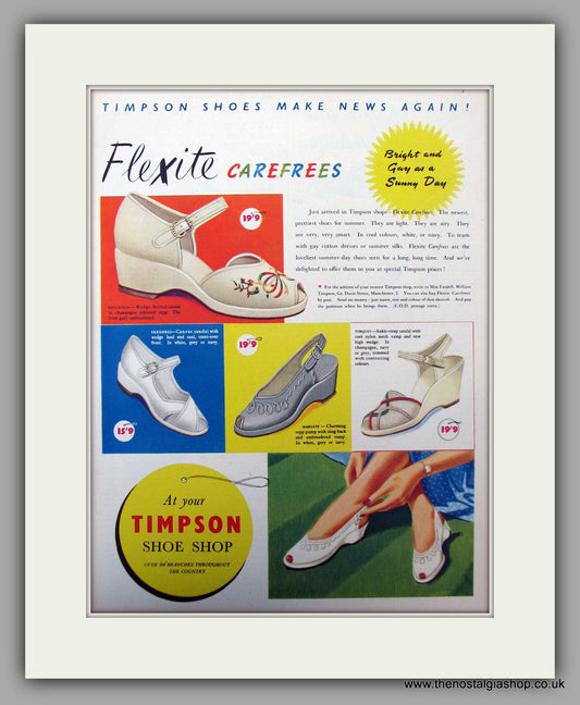 Timpson Flexite  Carefrees Shoes.  Original advert 1952 (ref AD10082)