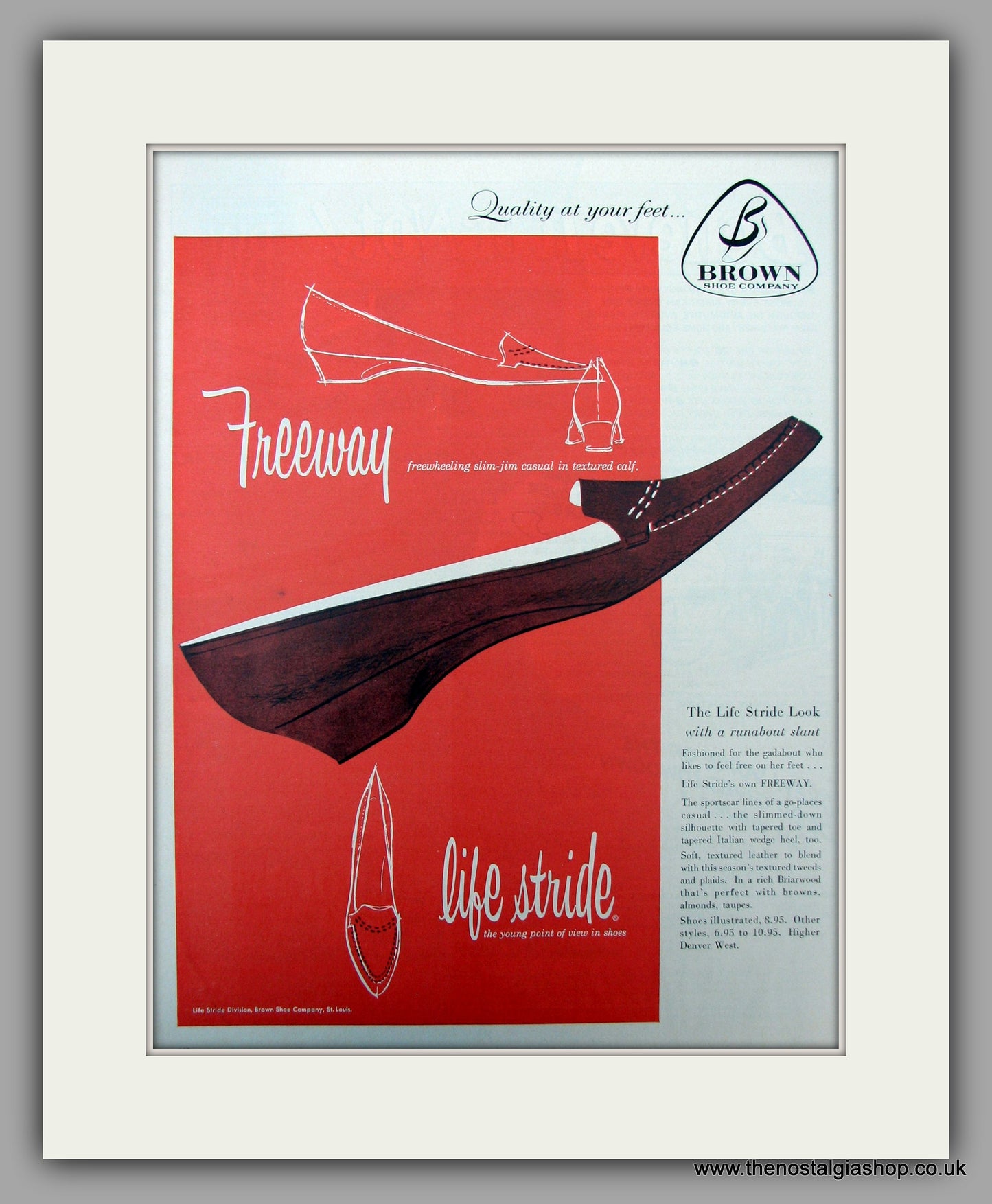 Brown Life Stride Shoes.  Original advert 1957 (ref AD10091)