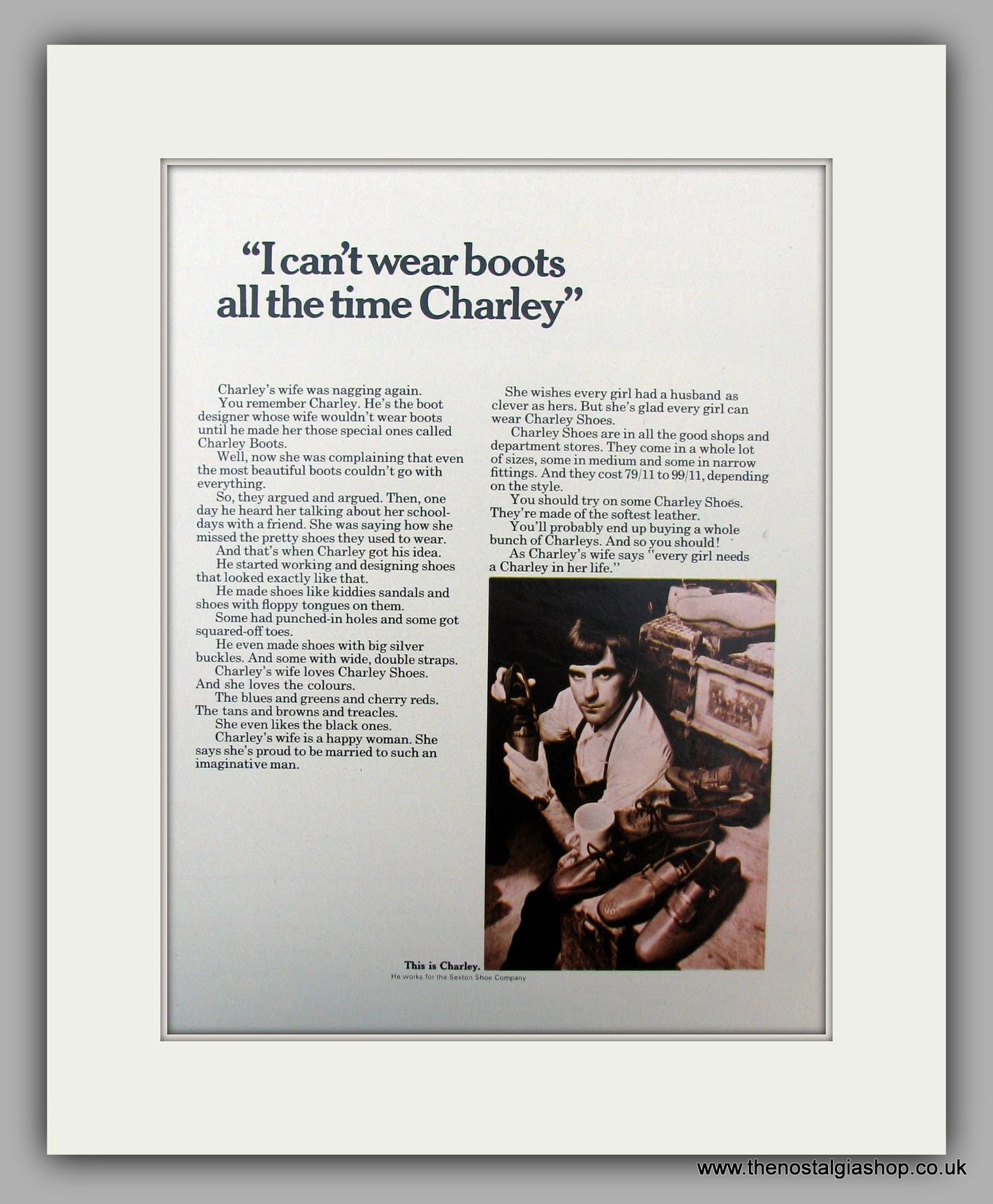 Charley Shoes Sexton Shoe Company.  Original advert 1967 (ref AD10093)