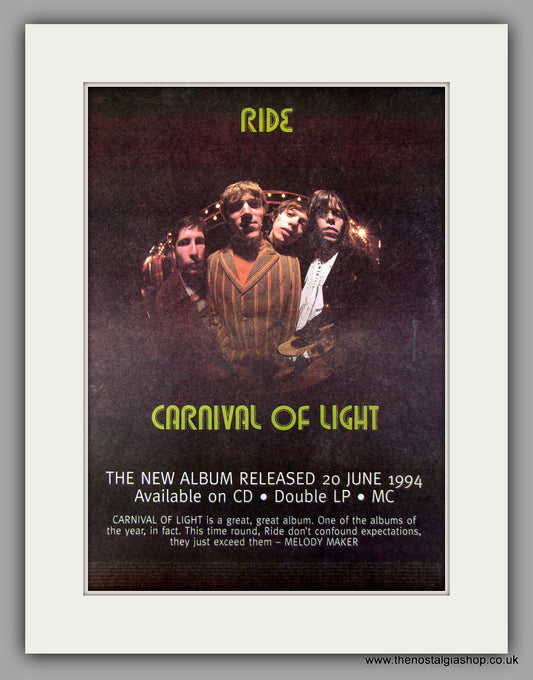 Ride Carnival Of Light. Original Vintage Advert 1994 (ref AD10125)