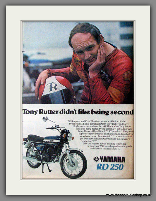 Yamaha RD 250 Motorcycle. Tony Rutter. Original Advert 1976 (ref AD12345)
