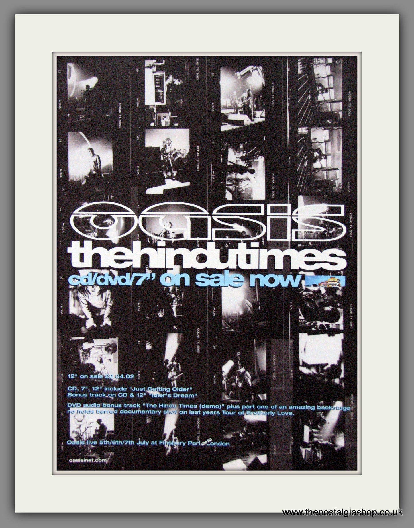 Oasis The Hindu Times. Large Original advert 2002 (ref AD15411)