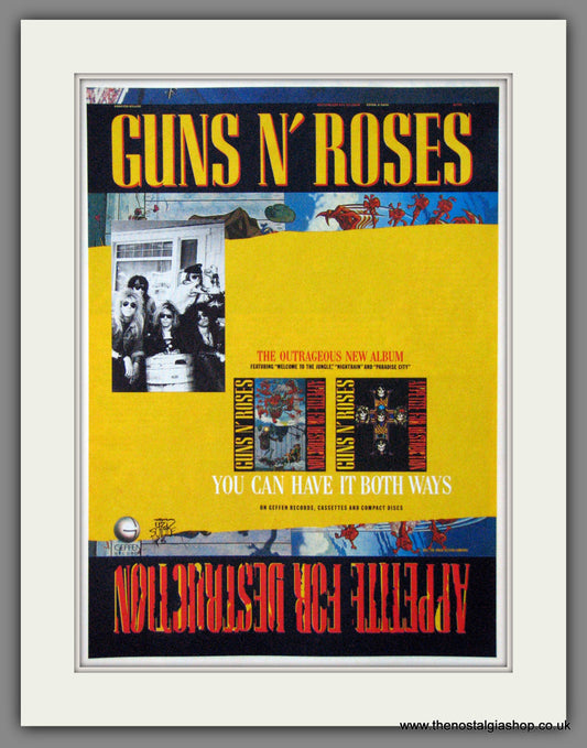 Guns N' Roses. Appetite For Destruction. 1987 Original Advert (ref AD55012)