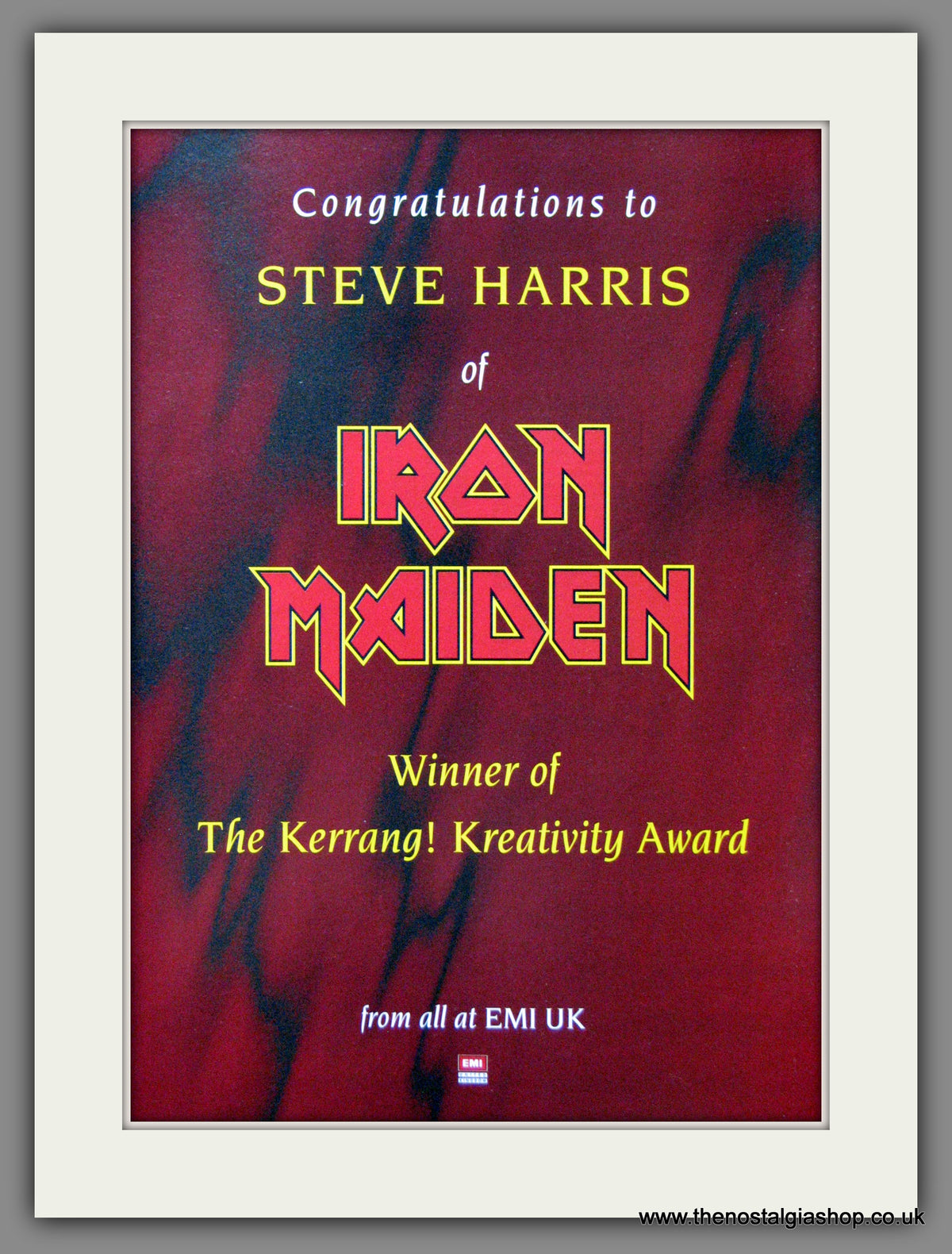Iron Maiden. Steve Harris Wins Kerrang's Creativity Award. 1995 Origin ...