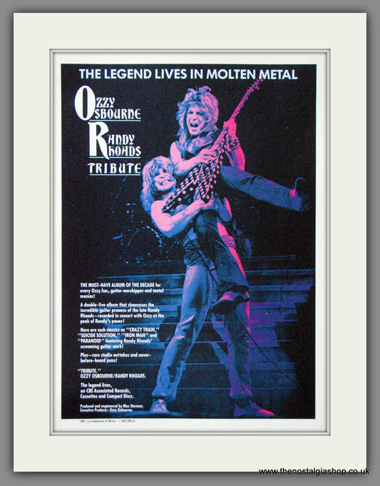 Ozzy Osbourne Randy Rhoads Tribute 1987. Original Advert (ref AD55081)