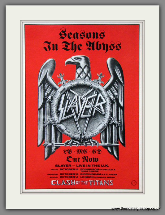 Slayer. Seasons In The Abyss 1990. Original Advert (ref AD55084)