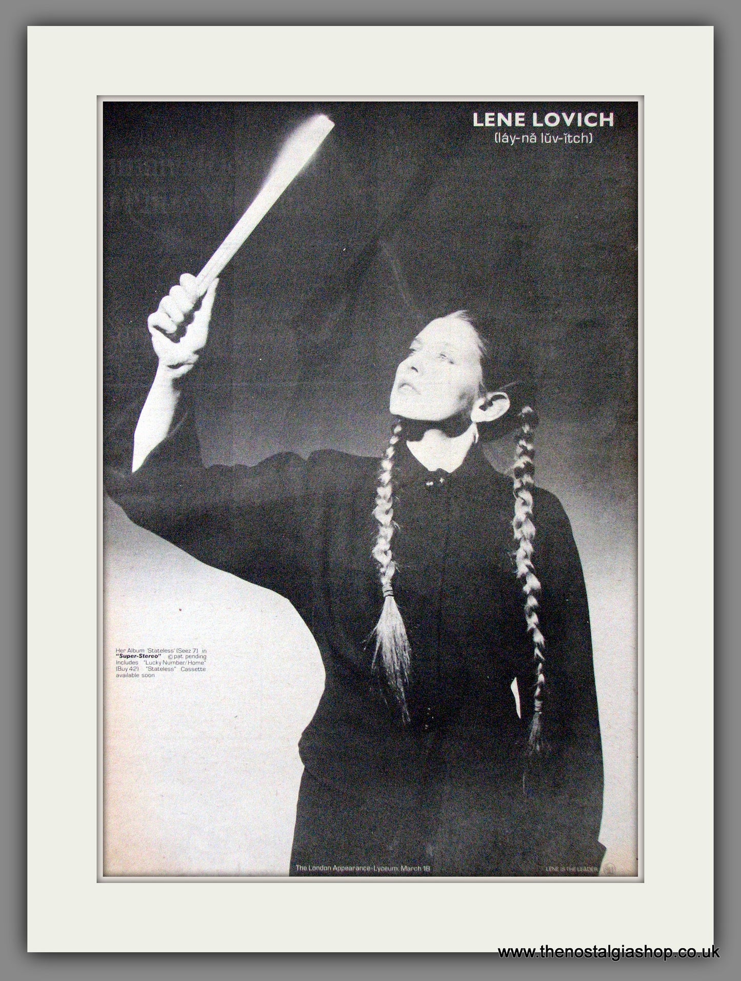 Lene Lovich Stateless. Original Advert 1979 (ref AD12615)