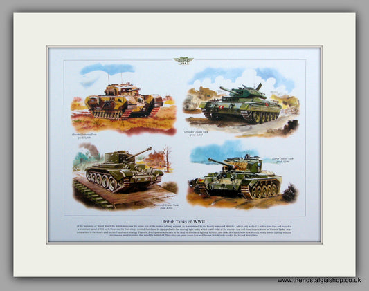 British Tanks of WWII.  Mounted Print