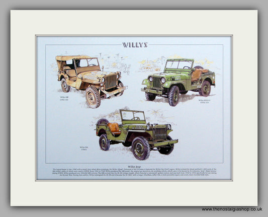 Willys Jeep.  Mounted Print