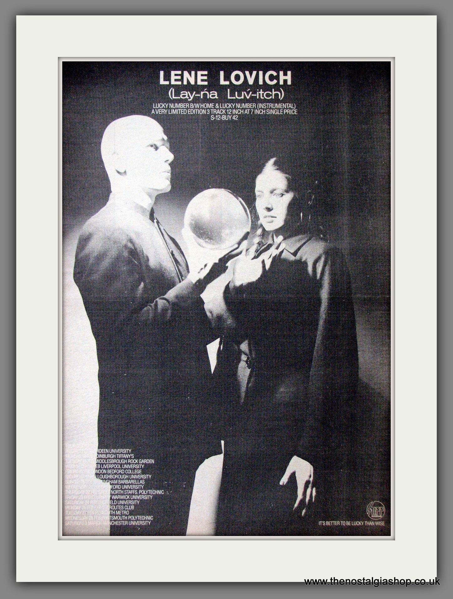 Lene Lovich Lucky Number. Original Advert 1979 (ref AD12619)