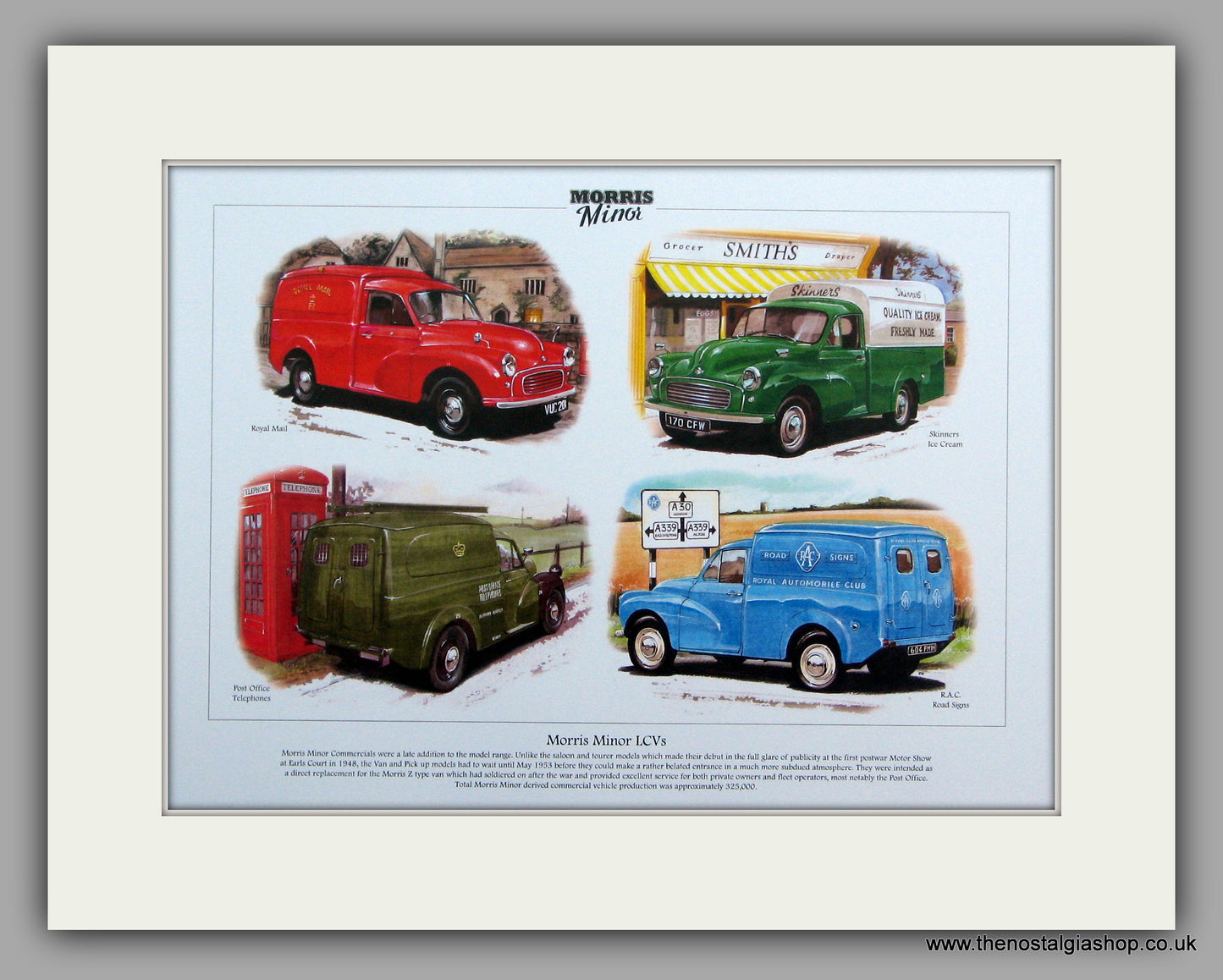 Morris Minor LCVs.  Mounted Print