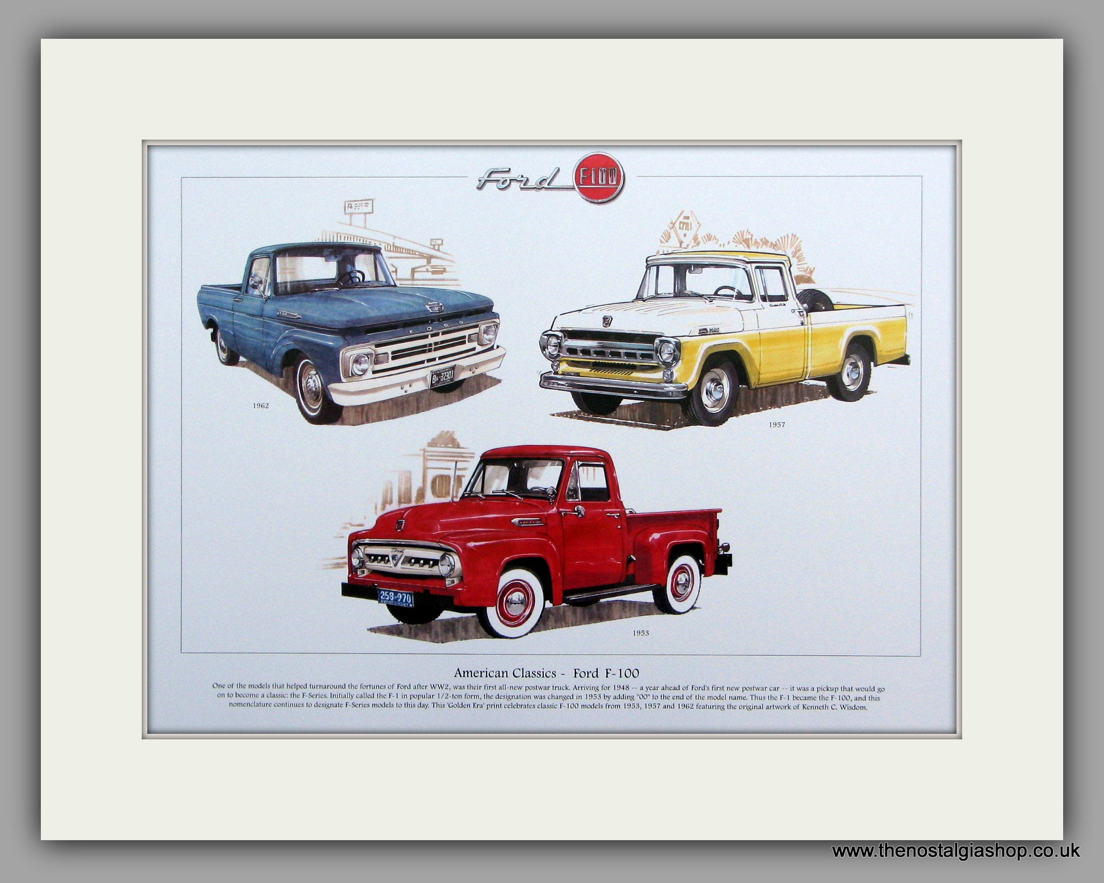 Ford F-100 Pickup. Mounted Print – The Nostalgia Shop