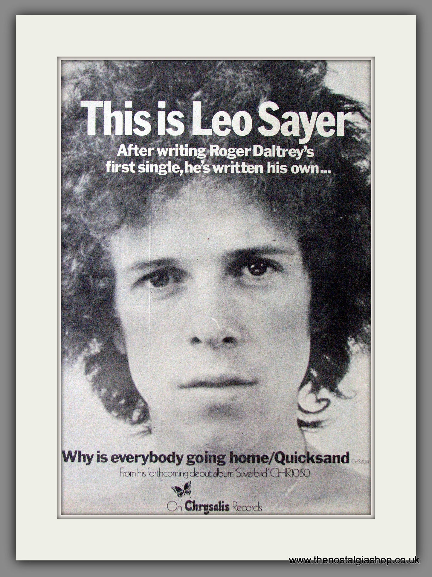 Leo Sayer Why Is Everybody Going Home/Quicksand. Original Advert 1973 (ref AD12643)