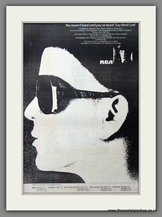 Lou Reed Live. Original Advert 1975 (ref AD12644)