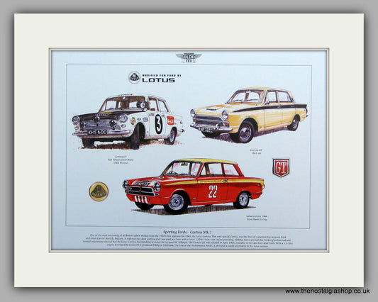 Ford Cortina Mk I Sporting Fords.  Mounted Print