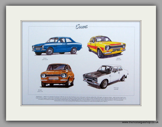 Ford Escort Mk I 1968 - 1974.  Mounted Print