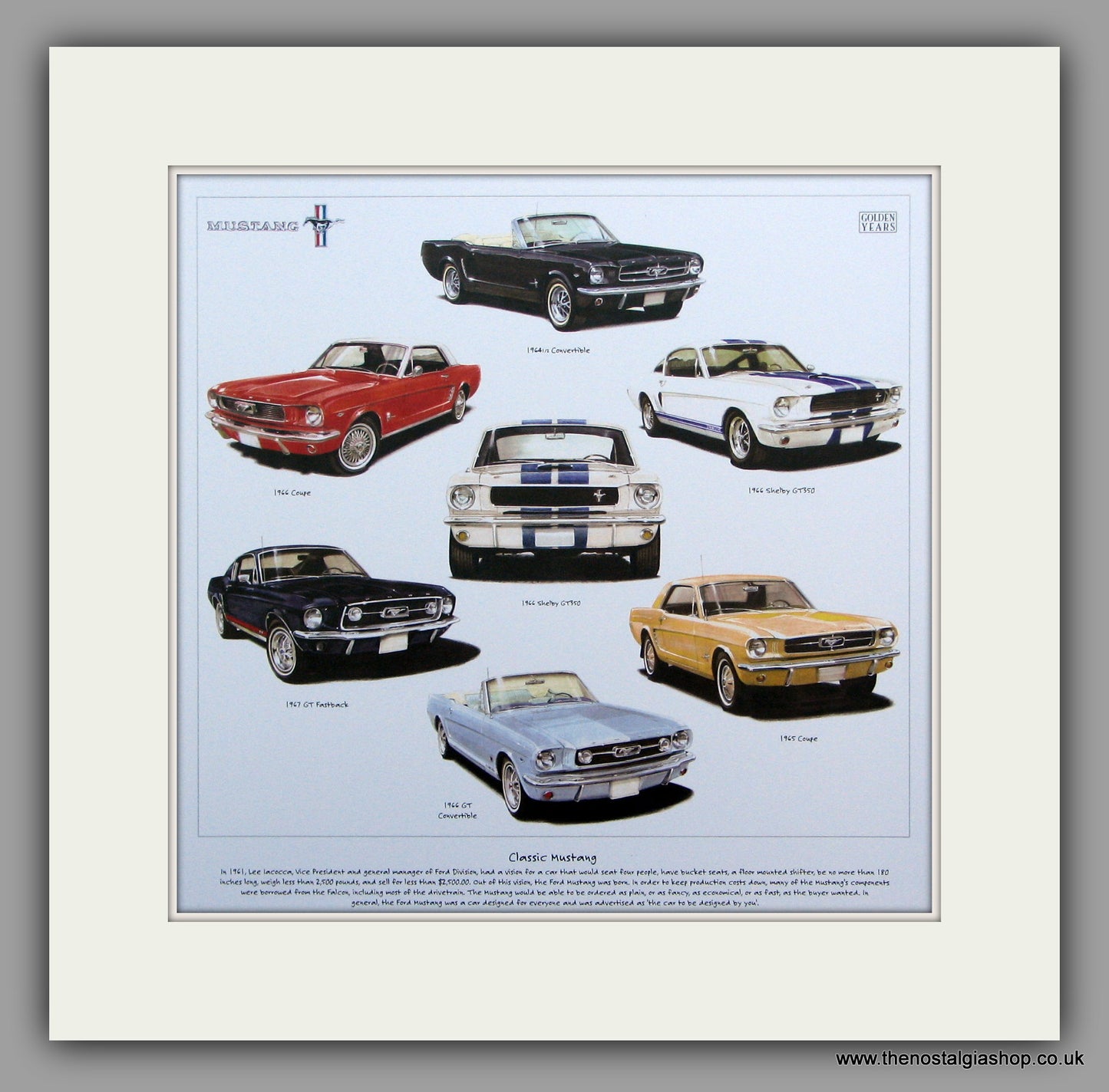 Mustang Classics. Mounted Car Print
