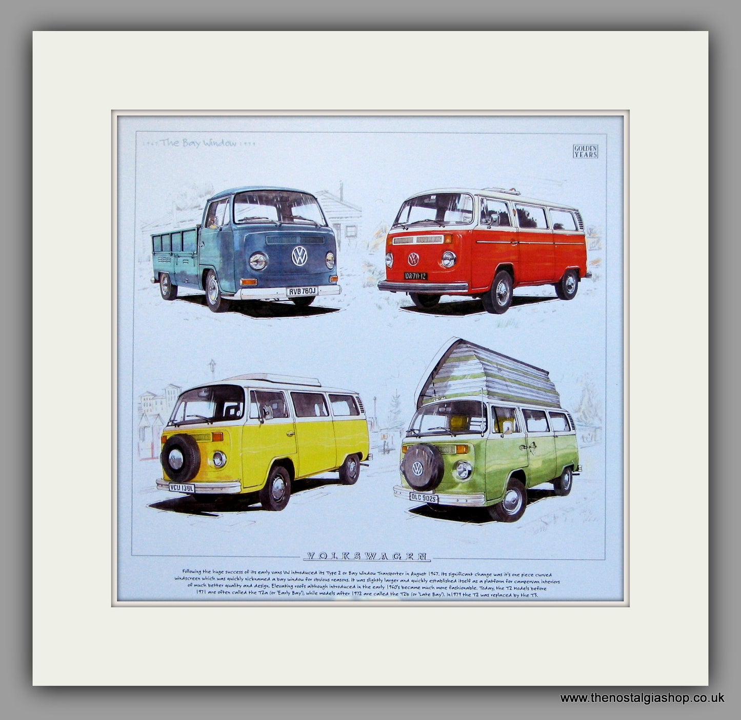 VW Transporter Bay Window 1967 - 1979. Mounted print