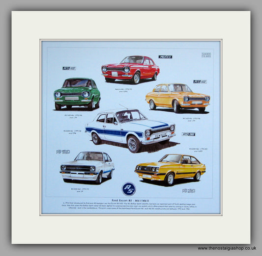 Ford Escort  RS MkI & MkII Mounted Car Print