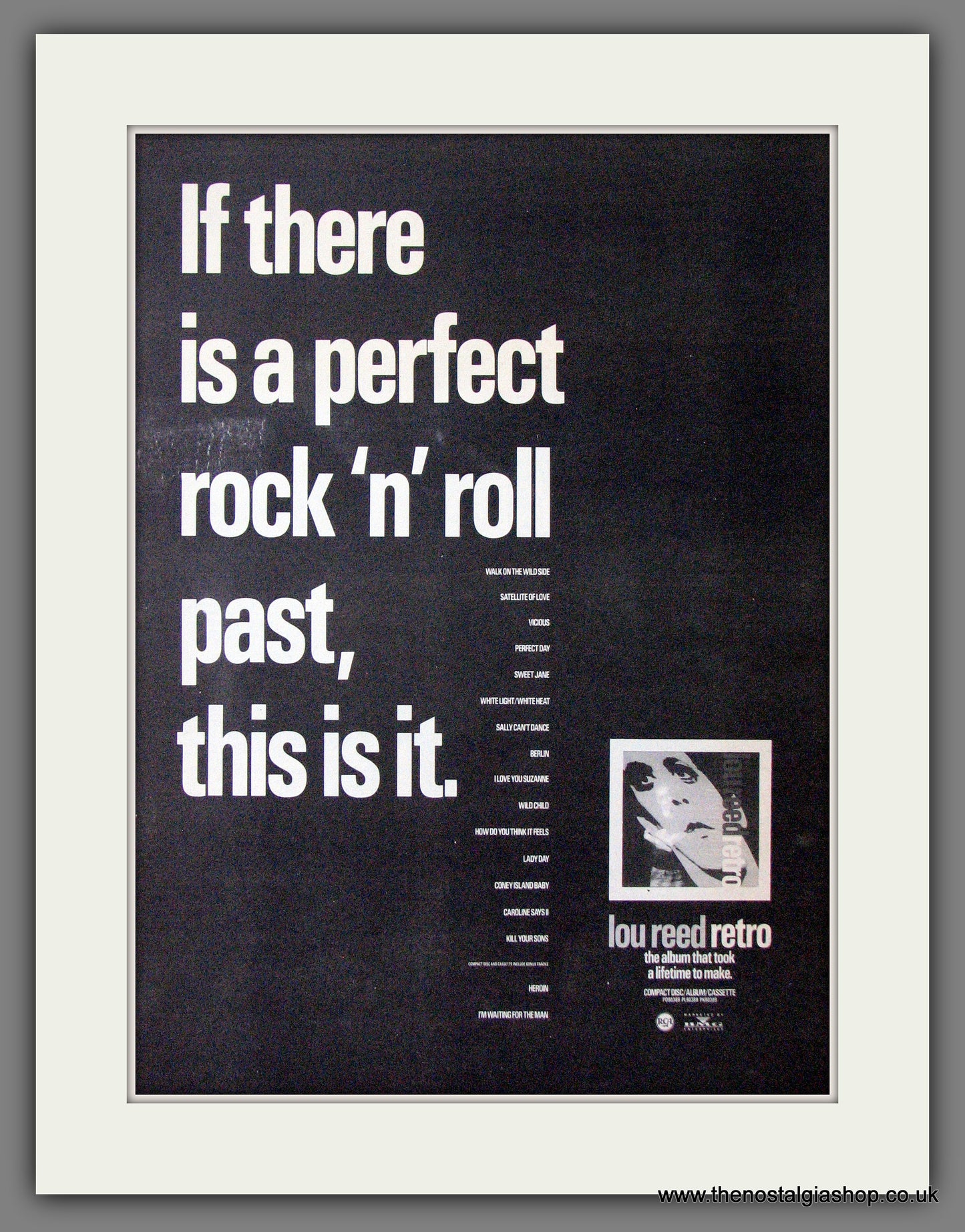 Lou Reed Retro. Original Advert 1989 (ref AD12684)