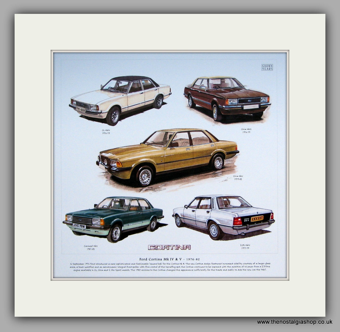 Ford Cortina Mk IV & V Mounted Car Print
