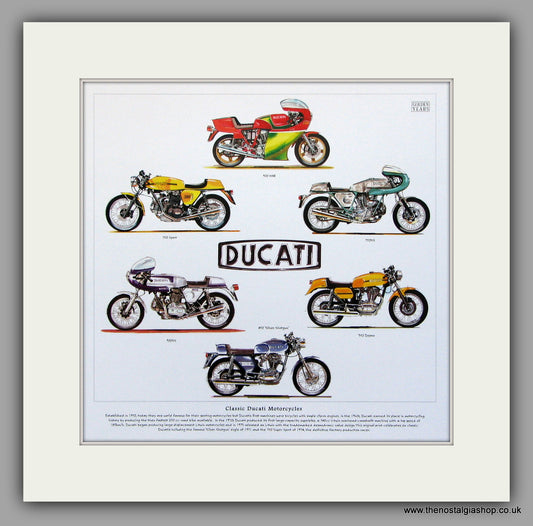 Ducati Motorcycles. Mounted Print.