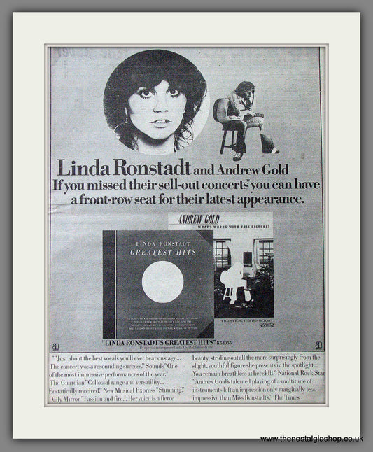 Linda Ronstadt & Andrew Gold . Original Advert 1976 (ref AD12695)