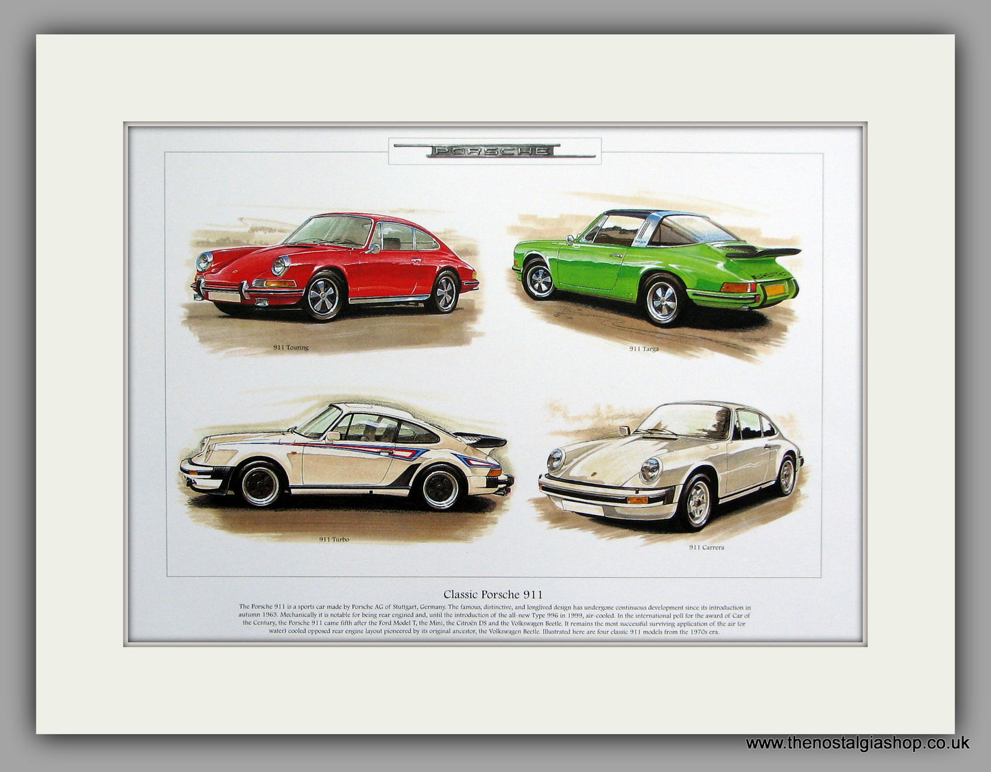 Porsche 911.  Mounted Print