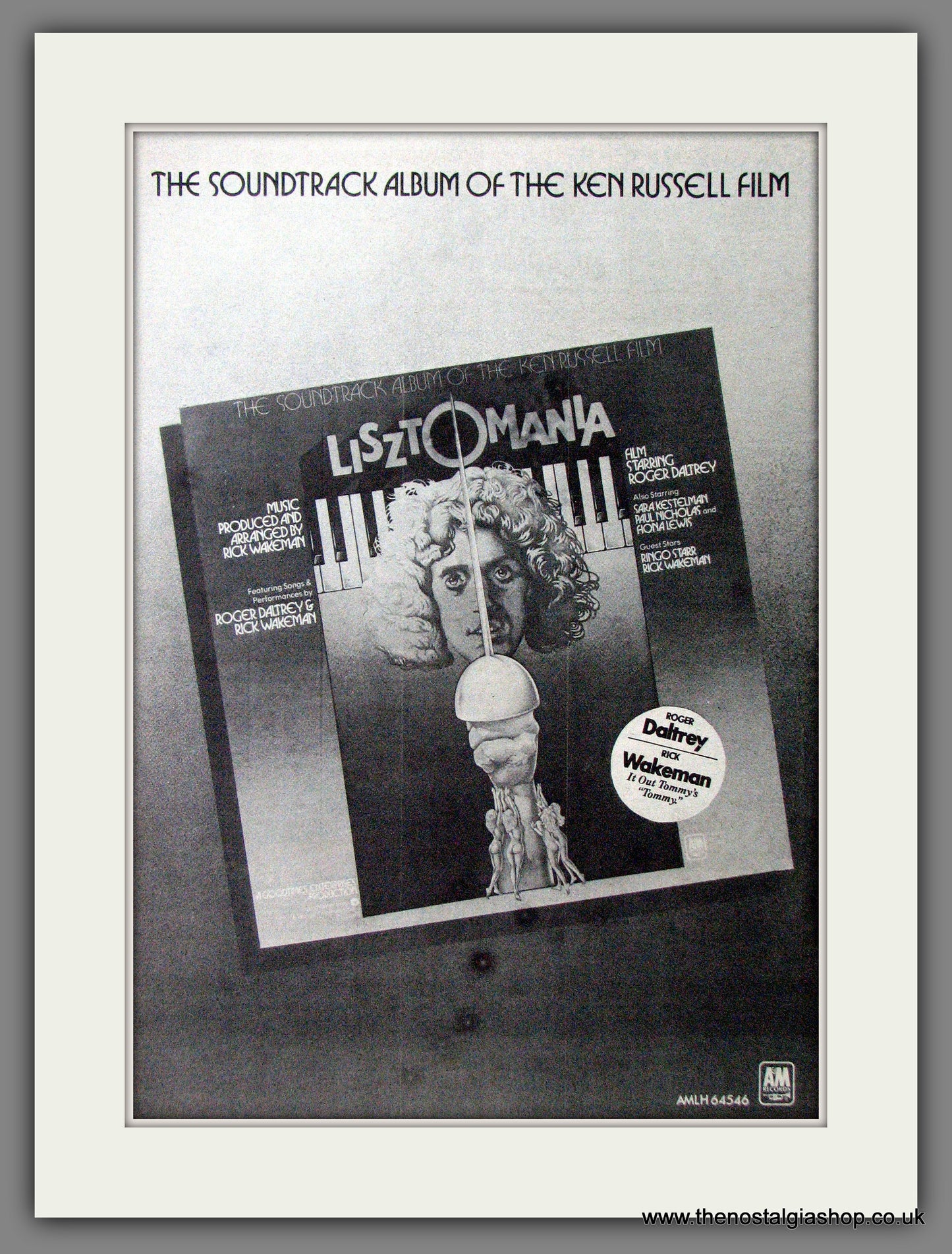 Lisztomania Soundtrack Album, Roger Daltrey. Original Advert 1975 (ref AD12701)