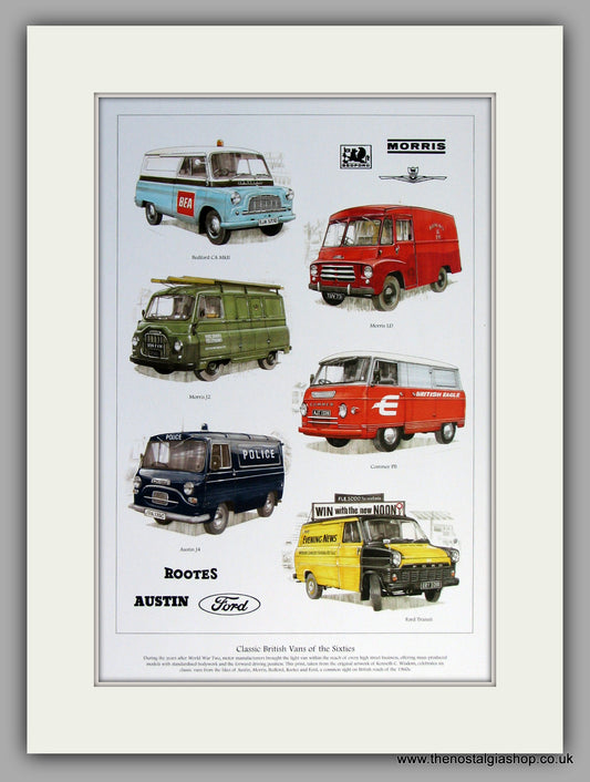 British Vans of The 1960's.  Mounted Print.