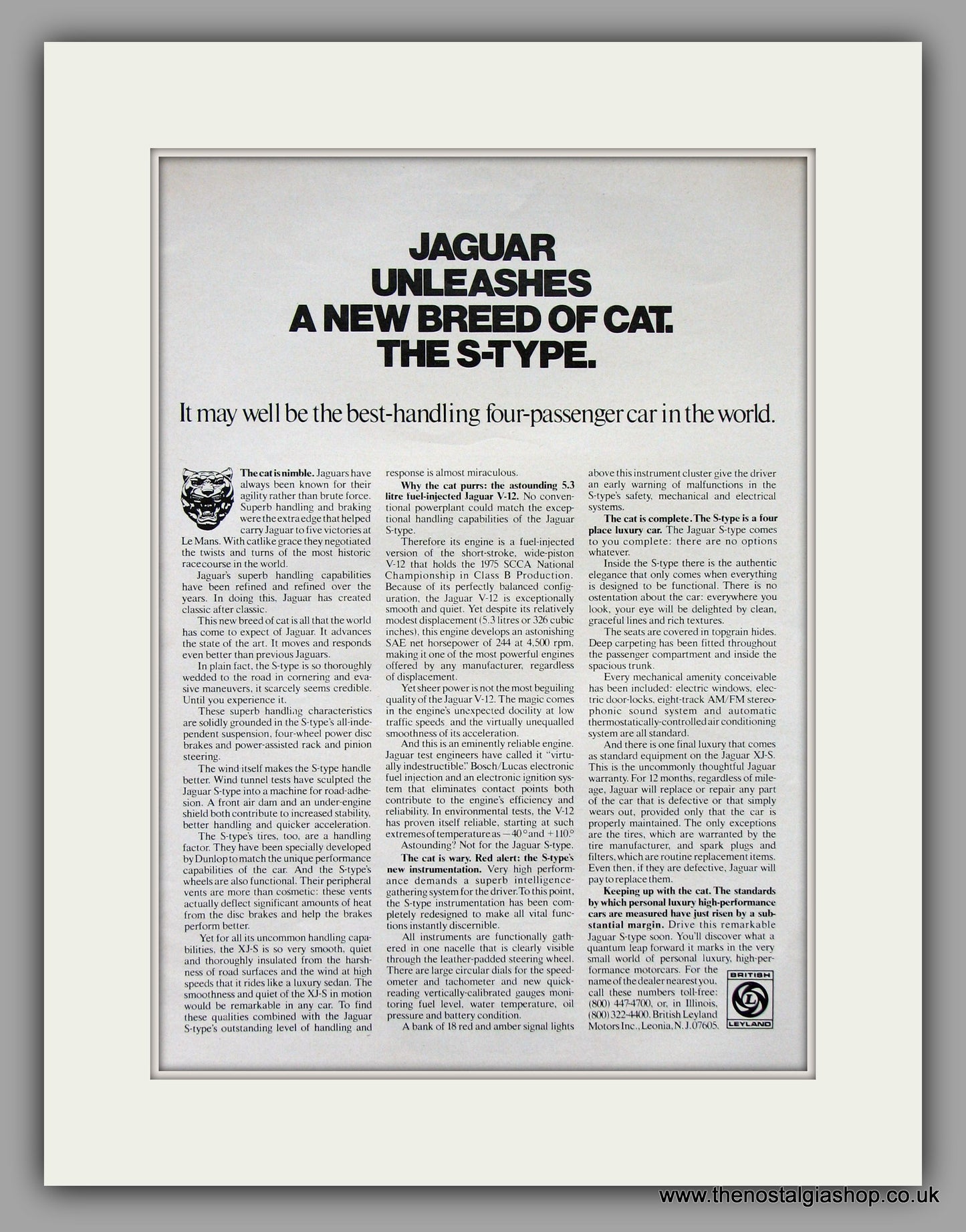 Jaguar XJ-S. 1976. Double Vintage Advert (ref AD7724)