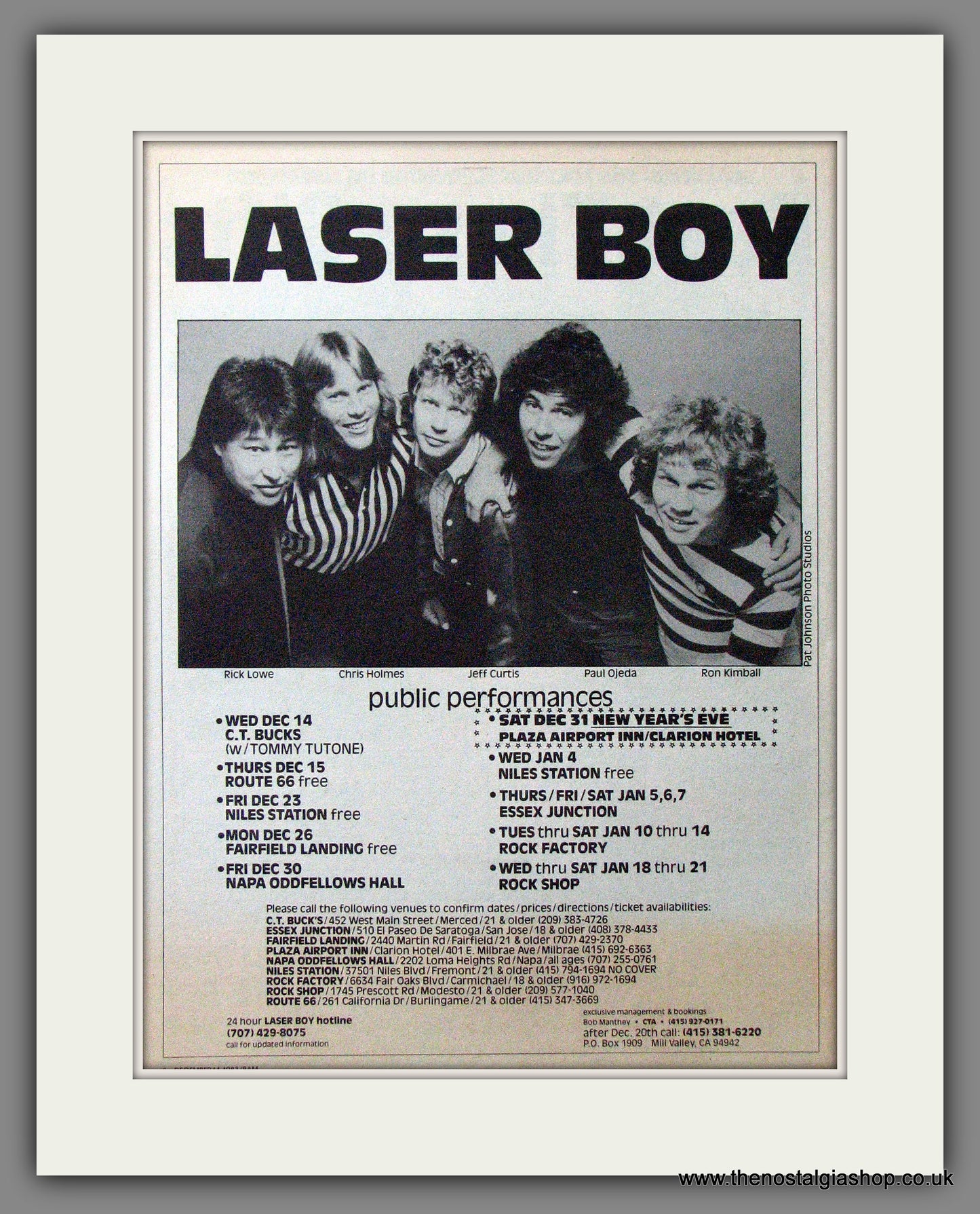 Laser Boy Tour Dates. Original Advert 1983 (ref AD12720)