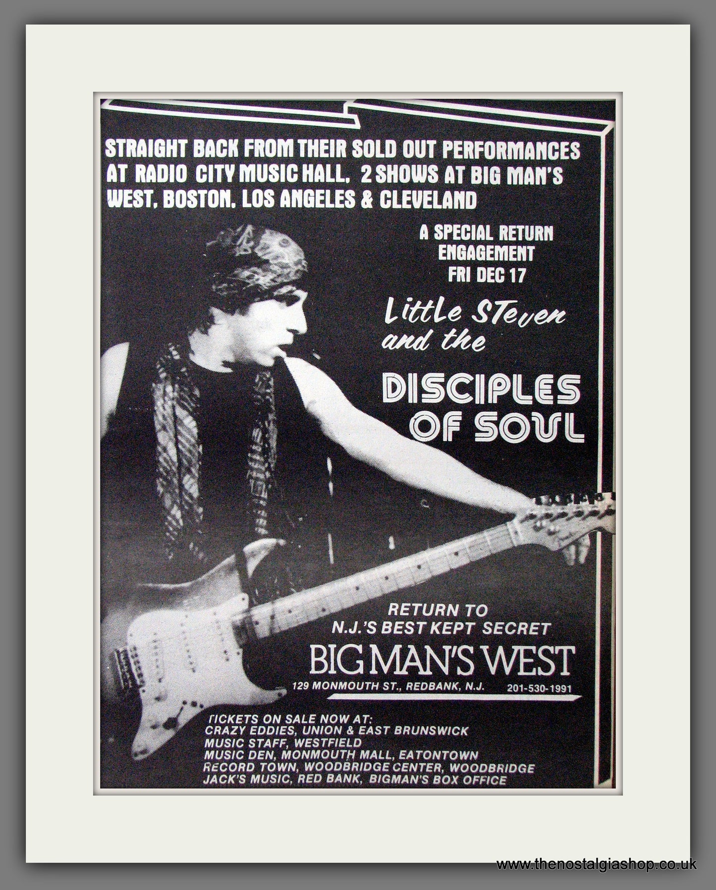 Little Steven And The Disciples Of Soul. Original Advert 1982 (ref AD12723)