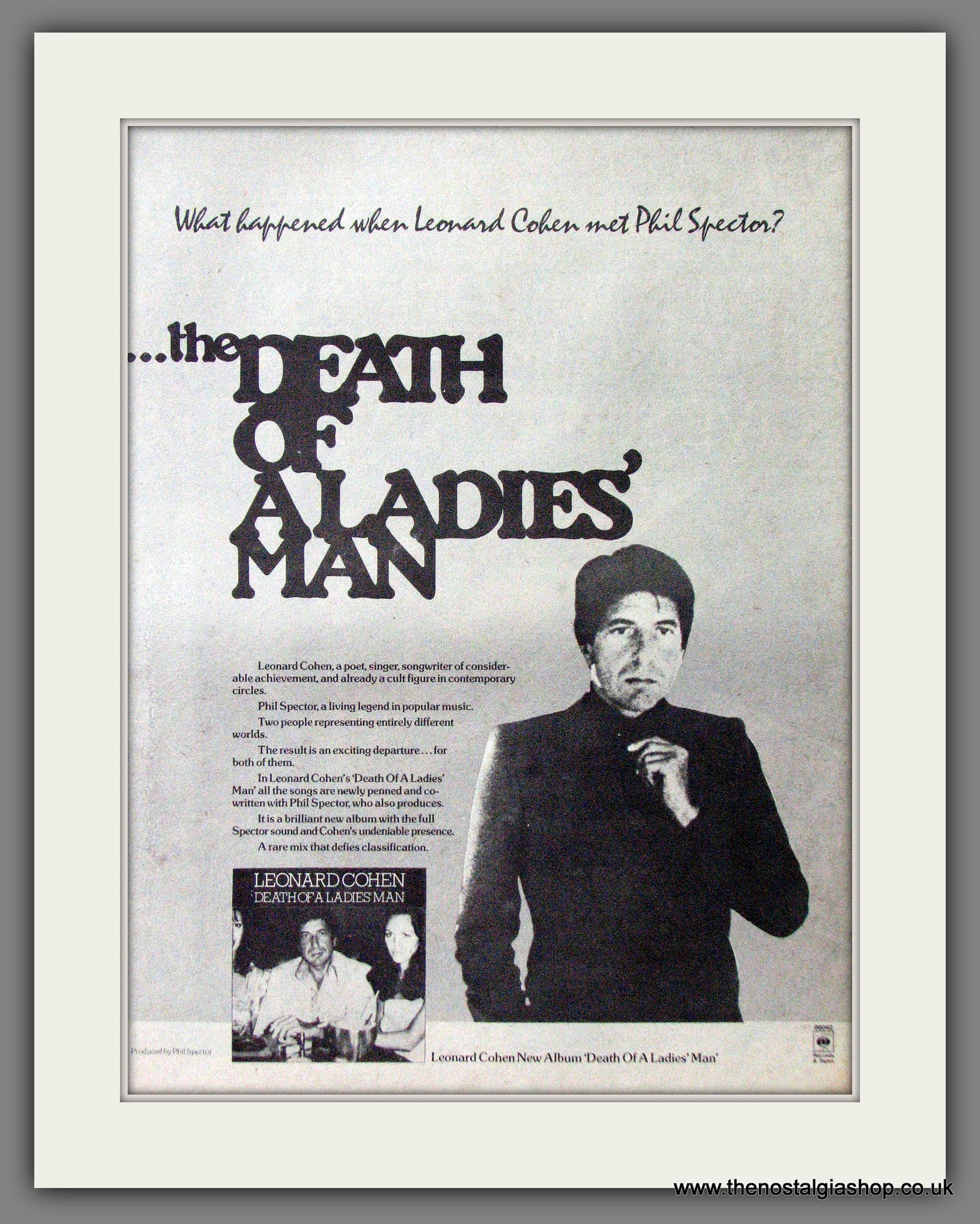 Leonard Cohen Death of A Ladies Man. Original Advert 1977 (ref AD12729)