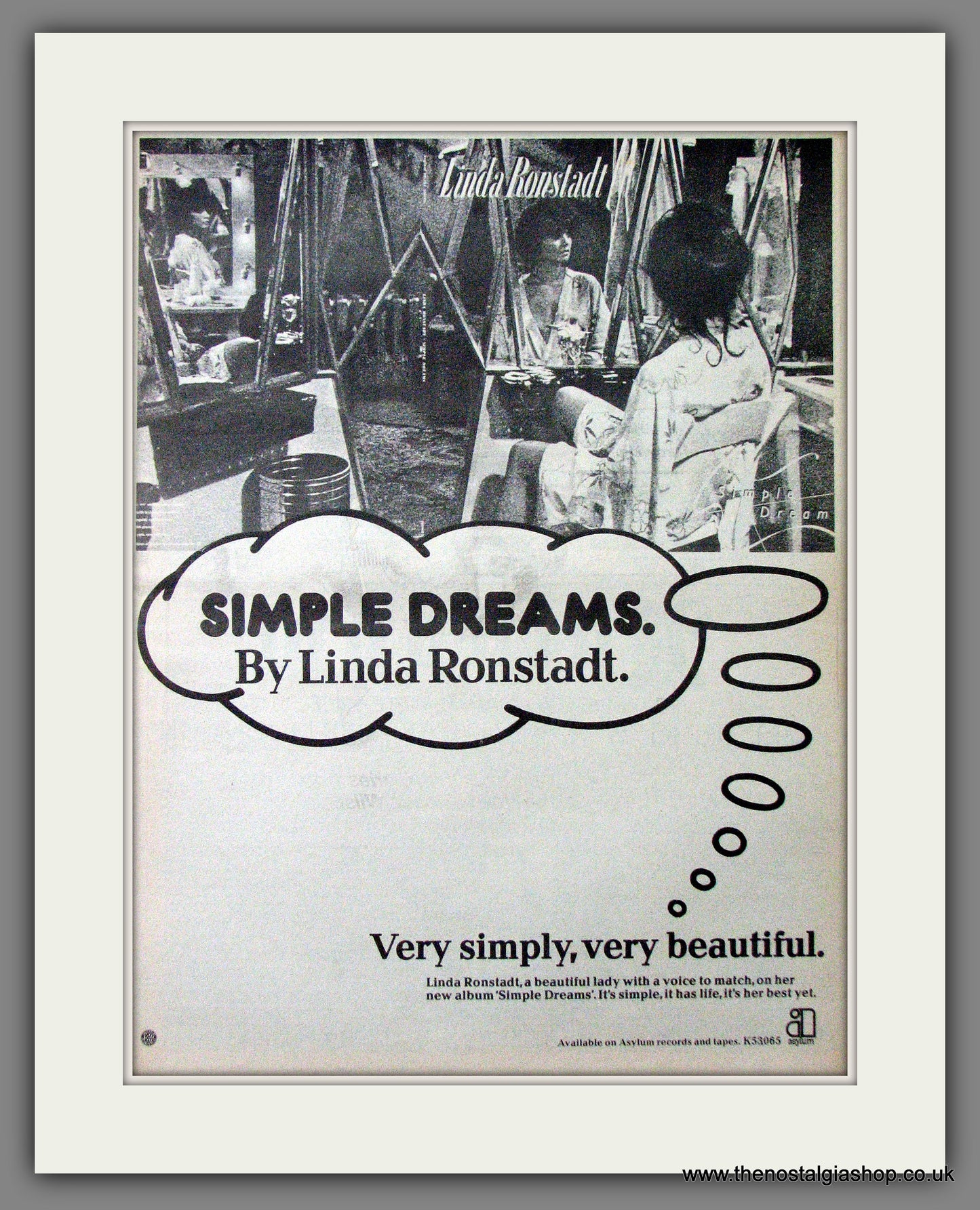 Linda Ronstadt Simple Dreams. Original Advert 1977 (ref AD12730)