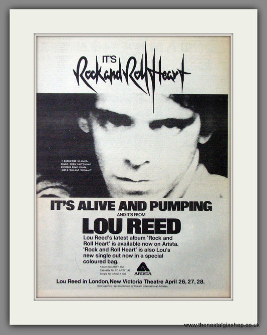 Lou Reed Rock And Roll Heart. Original Advert 1977 (ref AD12738)