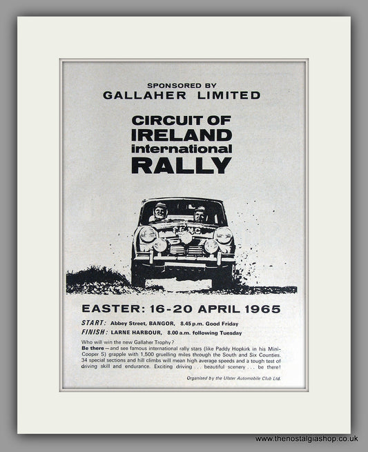 Minis at the Circuit of Ireland Rally 1965. Original Vintage Advert (ref AD7825)