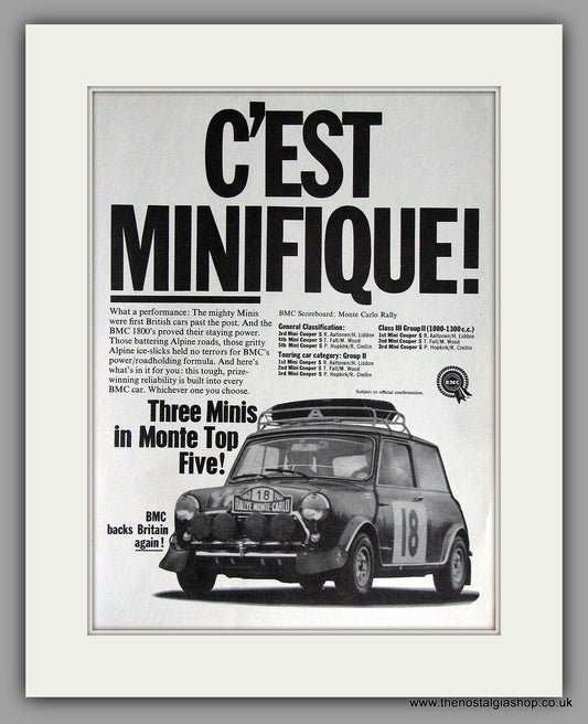 Mini Cooper S C'est Minifique! 1968. Original Vintage Advert (ref AD7830)
