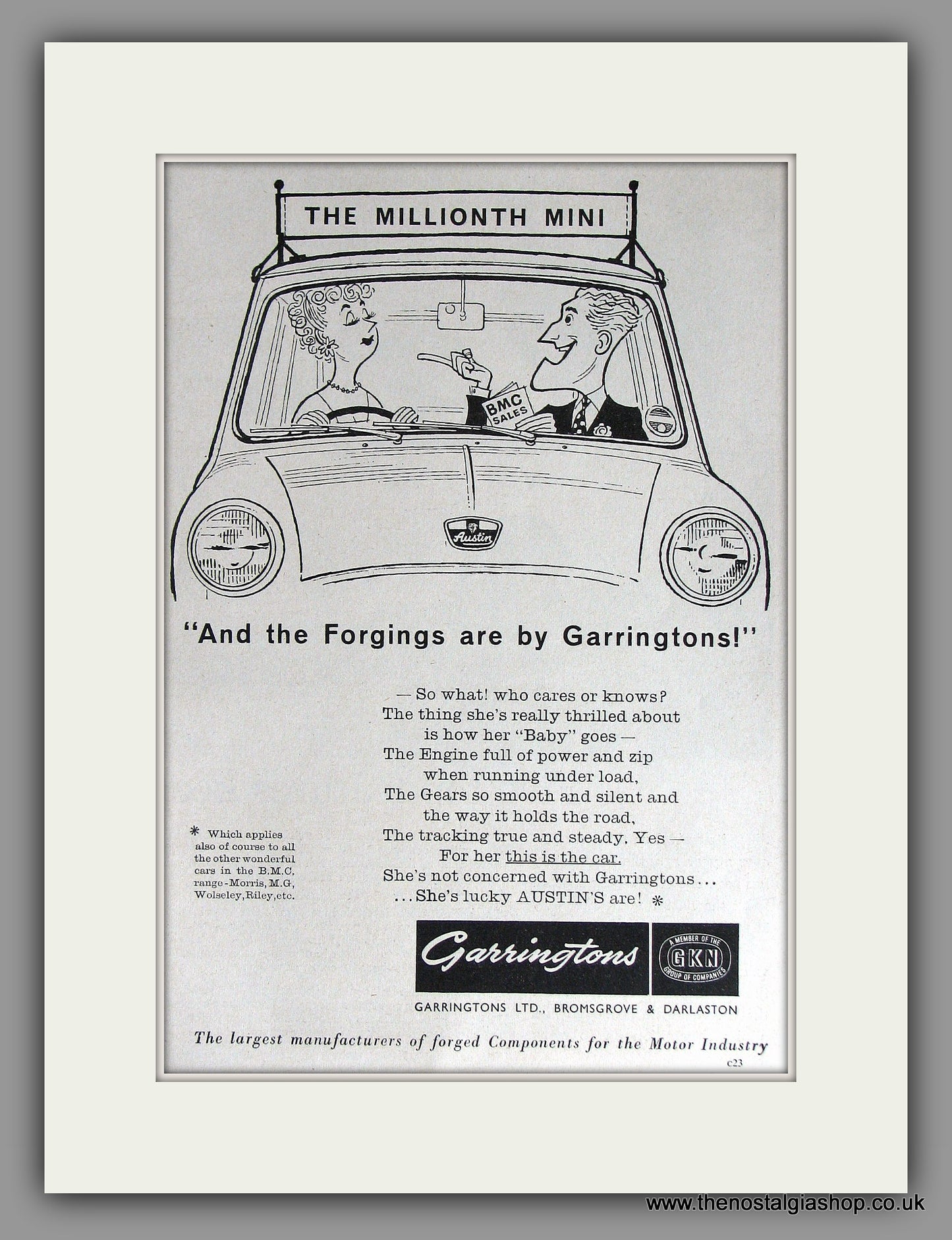 Mini Garringtons Forgings 1965. Original Vintage Advert (ref AD7842)