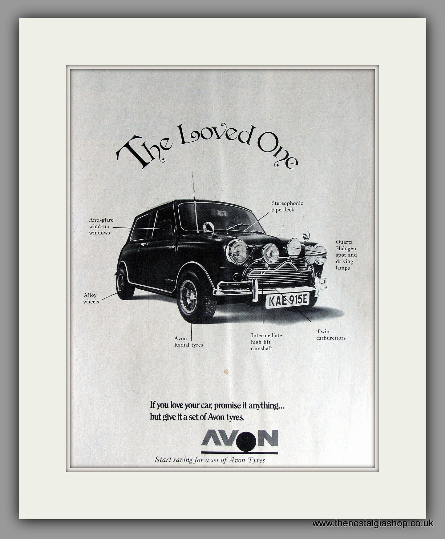 Mini Avon Tyres 1968. Original Vintage Advert (ref AD7849)