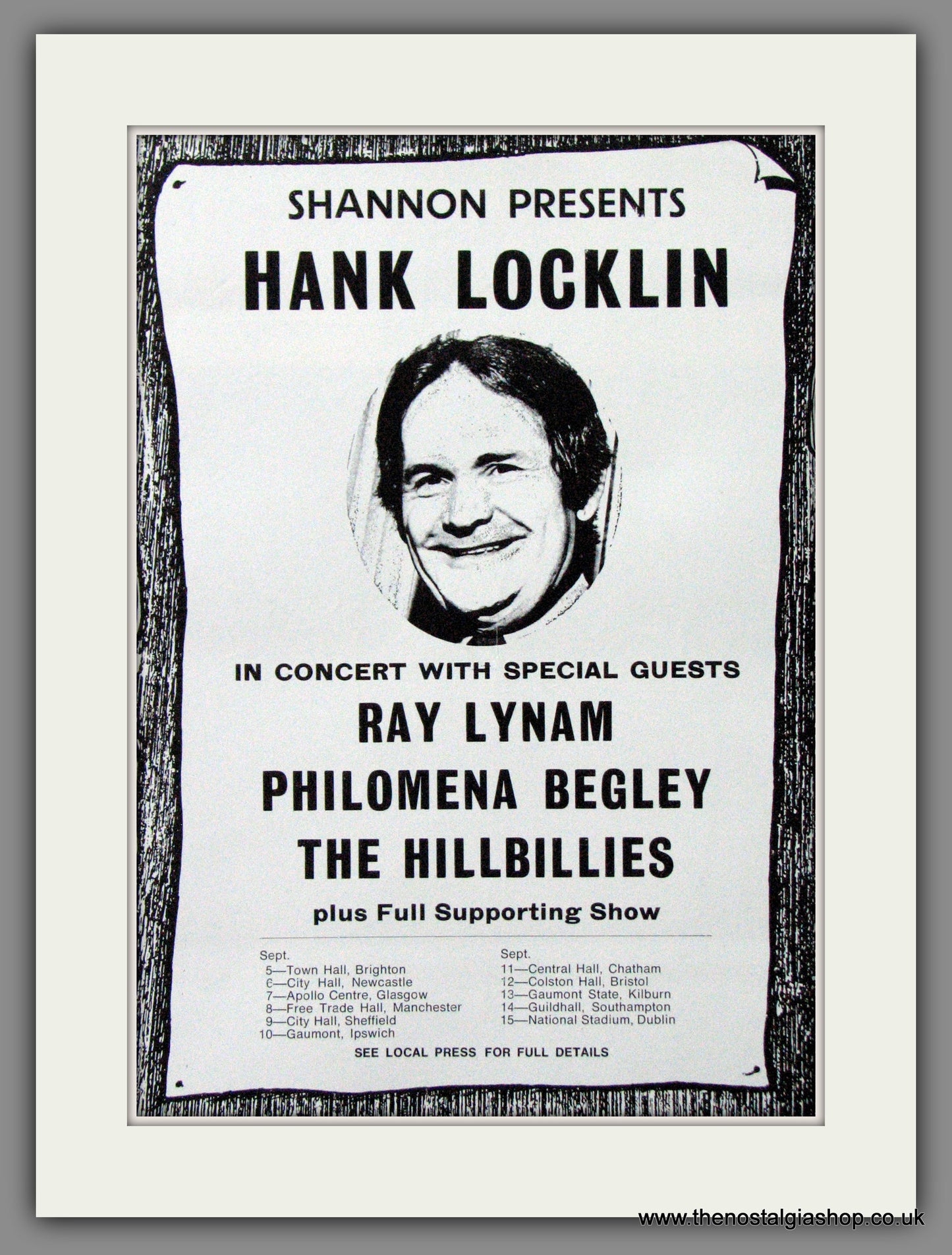 Hank Locklin In Concert. 1975.  Original Advert (ref AD55215)