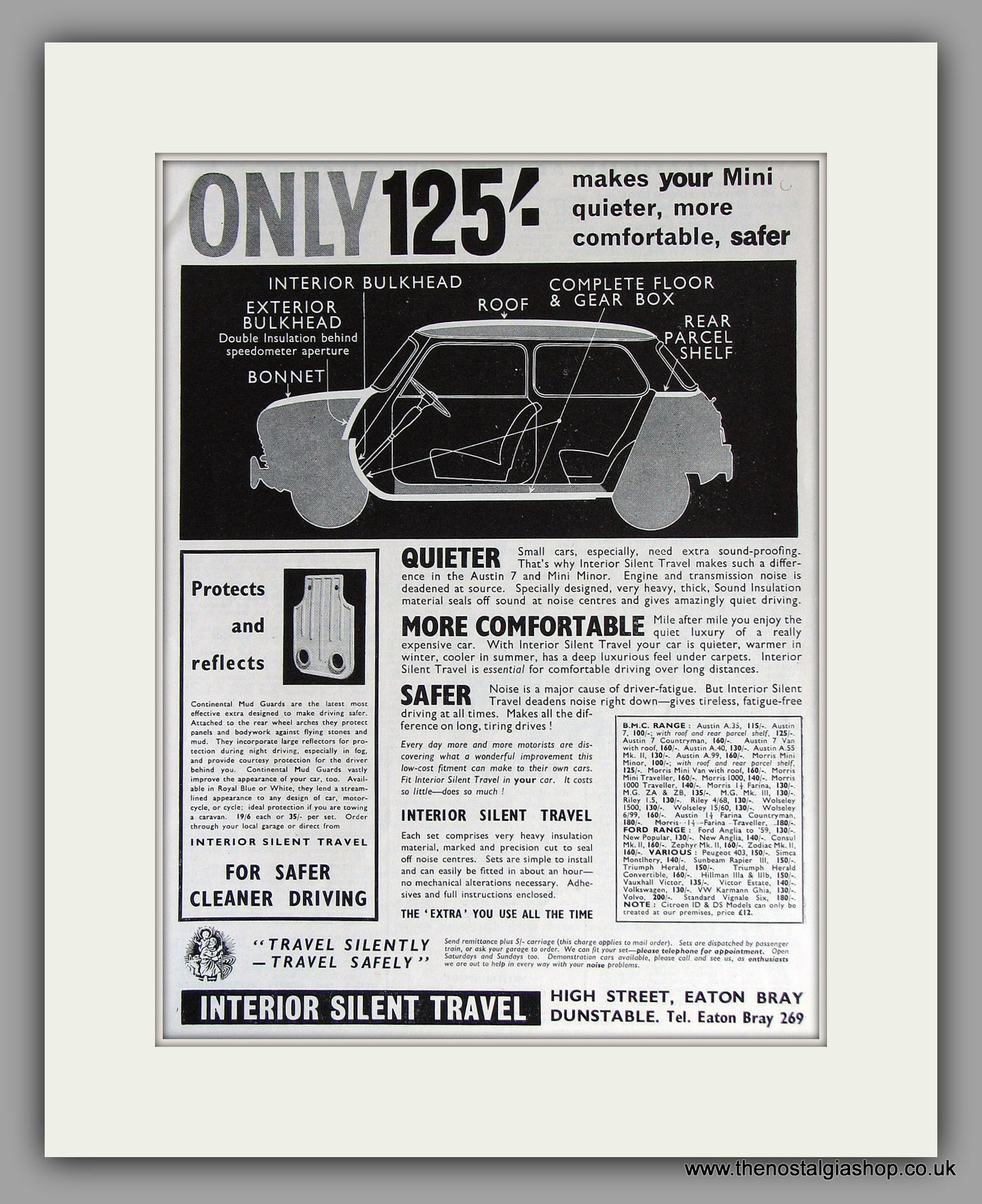 Mini Interior Silent Travel 1961. Original Vintage Advert (ref AD7852)
