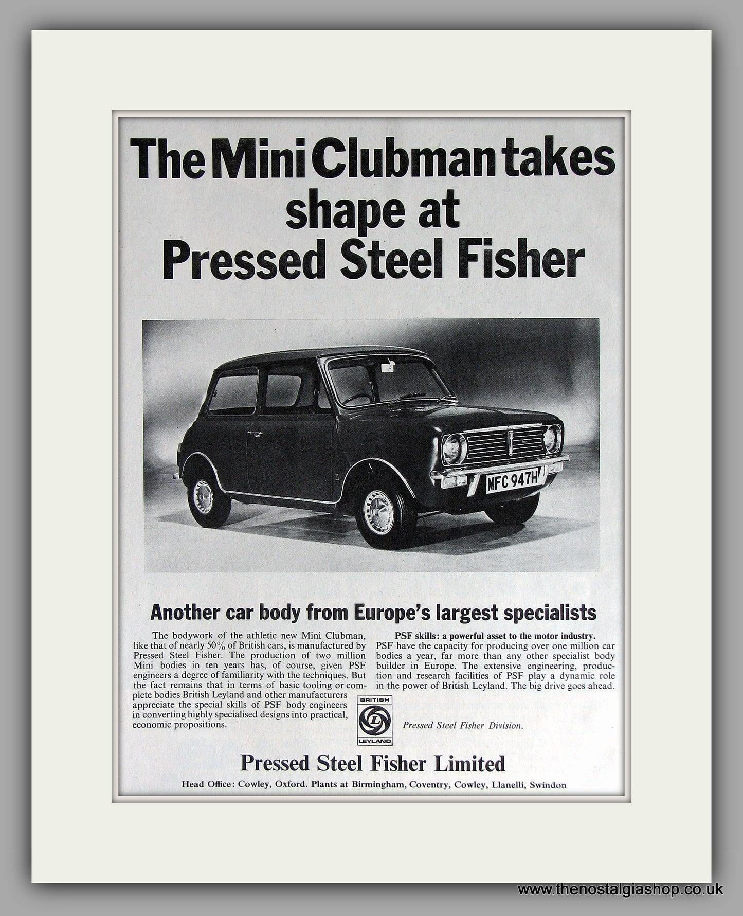 Mini Clubman  1969. Original Vintage Advert (ref AD7859)